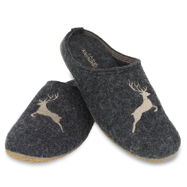 Deer Women's Embroidered Wool Slipper - Living Kitzbuehel